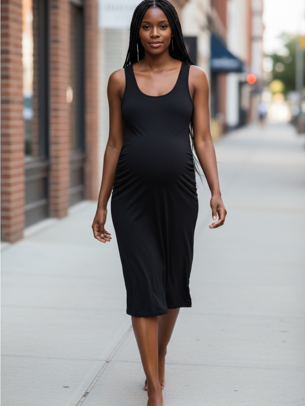 Isabel Maternity by Ingrid & Isabel Black Sleeveless Midi Tank Dress XS